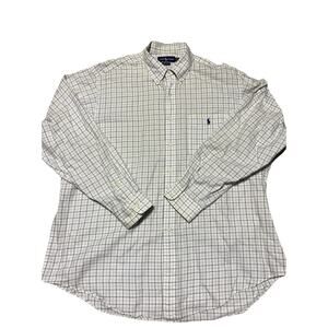 Ralph Lauren Shirt Mens Large 17.5 Yarmouth Check Dress Casual Button XL Vintage